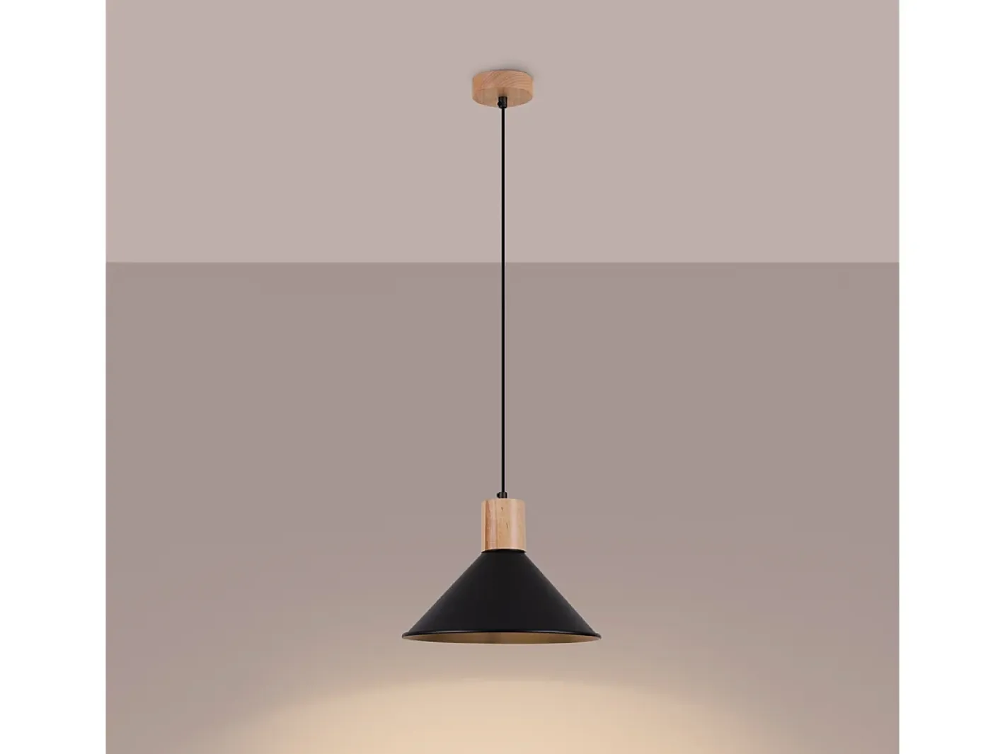 Sollux Lighting Lámpara Suspendida-Lámparas colgantes Zorra escandinavo de acero - 1 fuentes luminosas 4000K - L.30 x A.120 cm - Negro
