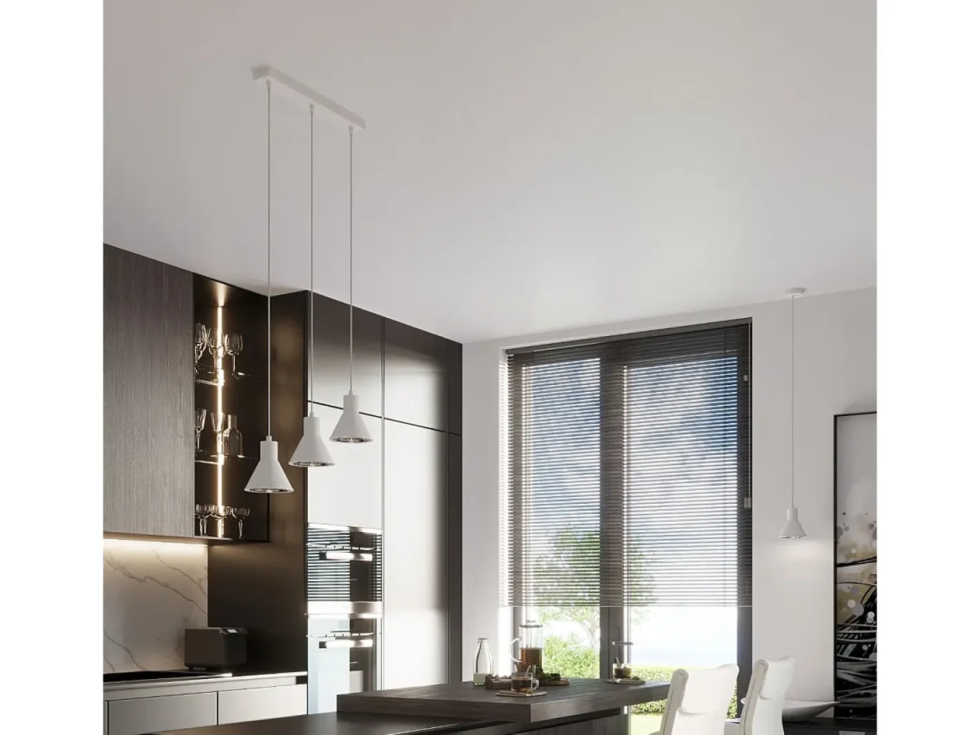 Outlet Sollux Lighting Lámparas colgantes Zylata moderno de acero - 3 fuentes luminosas 3000K - L.45 x A.120 cm - Blanco