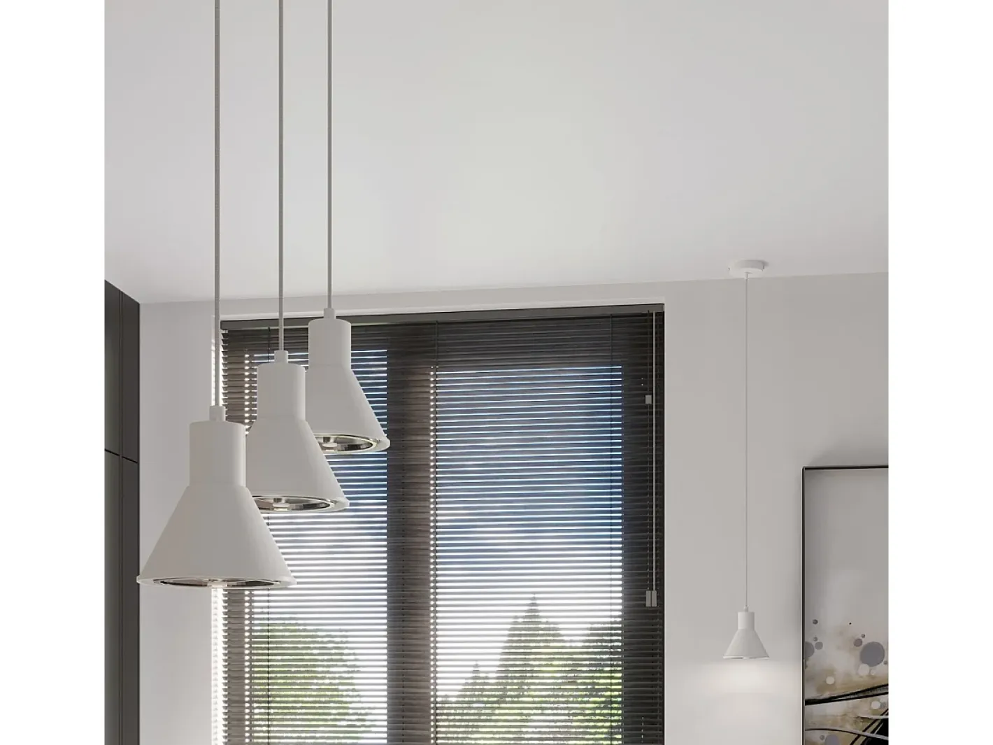 Outlet Sollux Lighting Lámparas colgantes Zylata moderno de acero - 3 fuentes luminosas 3000K - L.45 x A.120 cm - Blanco