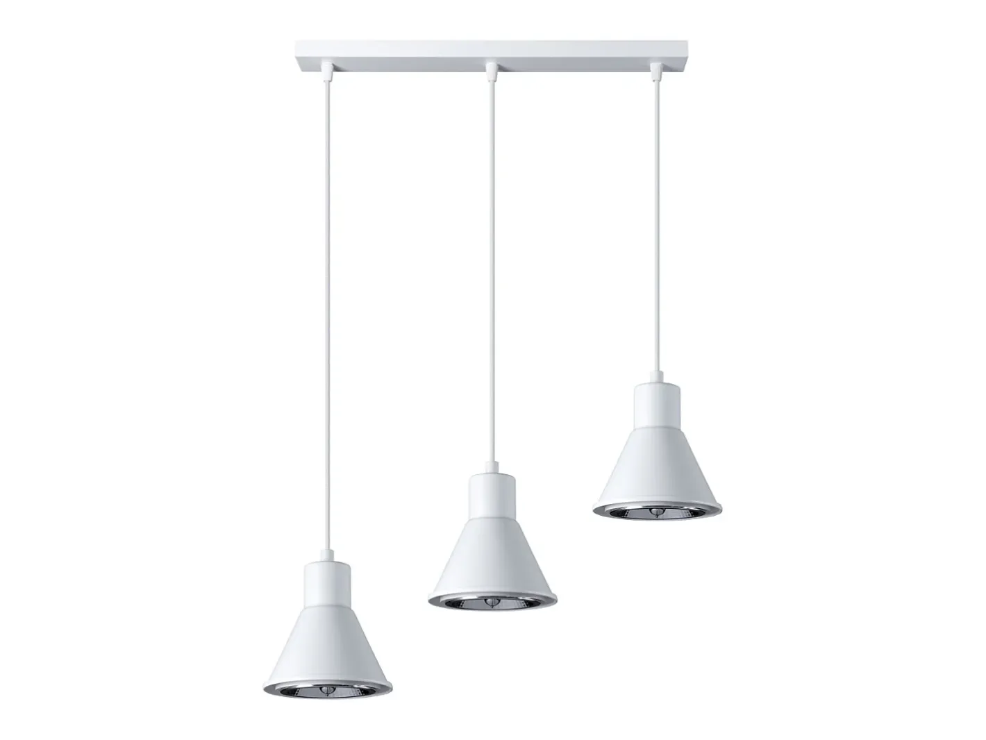 Outlet Sollux Lighting Lámparas colgantes Zylata moderno de acero - 3 fuentes luminosas 3000K - L.45 x A.120 cm - Blanco
