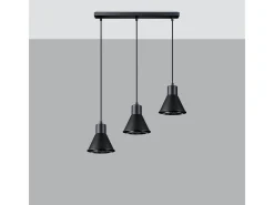 Sollux Lighting Lámpara Suspendida-Lámparas colgantes Zylata moderno de acero - 3 fuentes luminosas 3000K - L.45 x A.120 cm - Negro