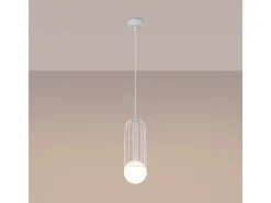 Sollux Lighting Lámparas colgantes Zynex moderno de acero - 1 fuentes luminosas 4000K - L.12 x A.115 cm - Blanco New
