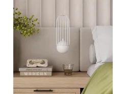 New Sollux Lighting Lámparas colgantes Zynex moderno de acero - 3 fuentes luminosas 3000K - L.34 x A.115 cm - Blanco