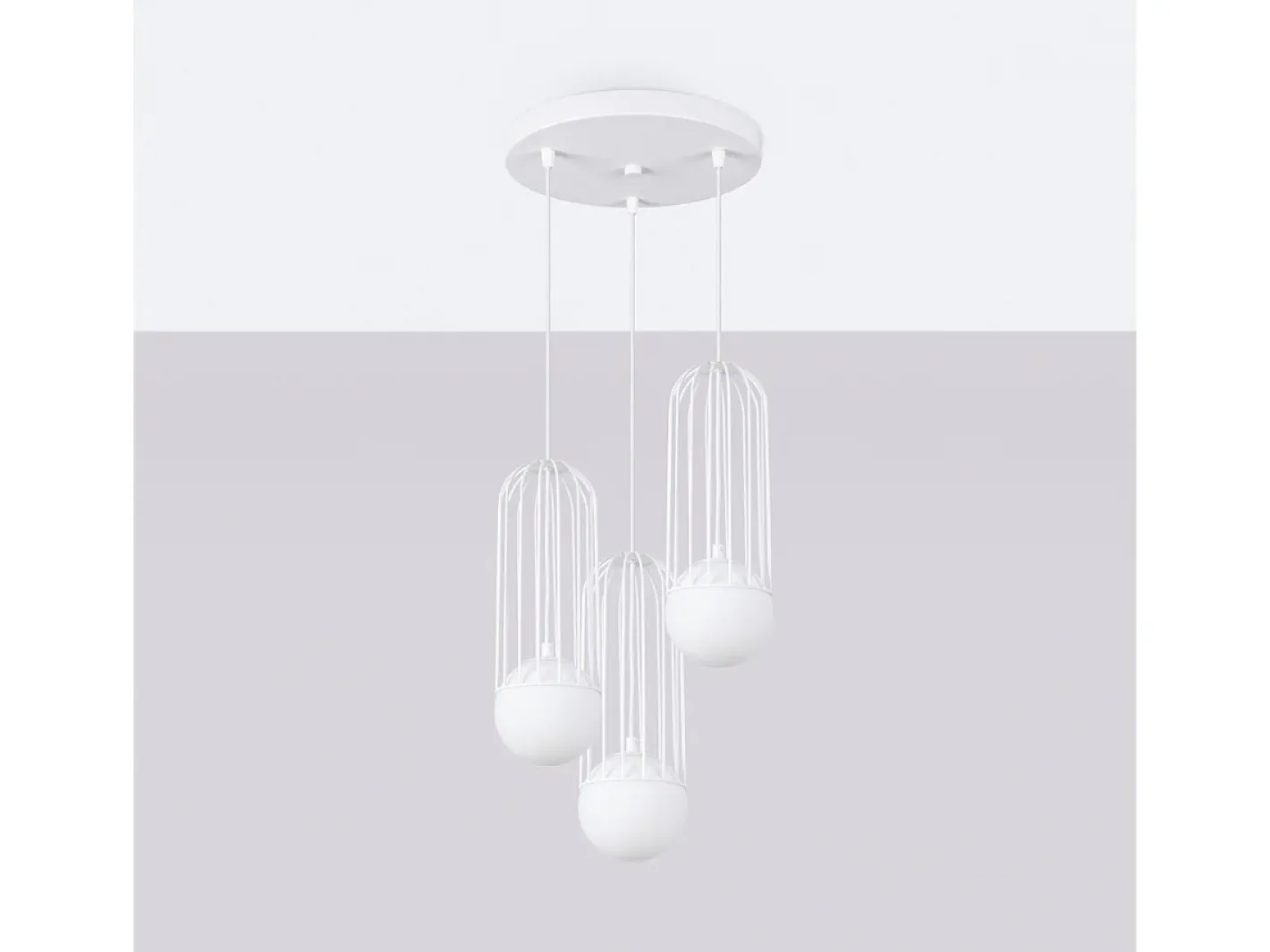 New Sollux Lighting Lámparas colgantes Zynex moderno de acero - 3 fuentes luminosas 3000K - L.34 x A.115 cm - Blanco