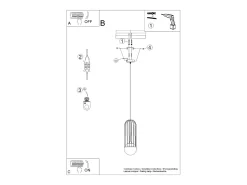 Best Sollux Lighting Lámparas colgantes Zynex moderno de acero - 1 fuentes luminosas 4000K - L.12 x A.115 cm - Negro