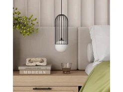 Best Sollux Lighting Lámparas colgantes Zynex moderno de acero - 1 fuentes luminosas 4000K - L.12 x A.115 cm - Negro
