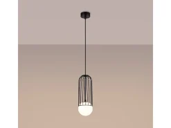 Best Sollux Lighting Lámparas colgantes Zynex moderno de acero - 1 fuentes luminosas 4000K - L.12 x A.115 cm - Negro