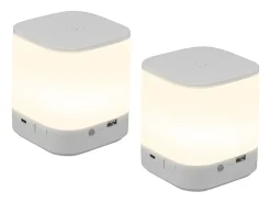 NETTLIFE Lámparas de mesa LED , paquete de 2, con batería recargable de 1800 mAh regulables táctilmente 3000-6500 K USB 3 temperaturas de color Blanco