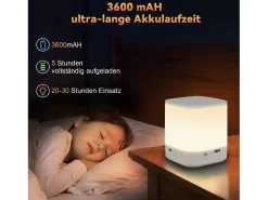 NETTLIFE Lámpara De Mesa-Lámparas de mesa LED , paquete de 2, con batería recargable de 1800 mAh, regulables táctilmente 3000-6500K USB 3 temperaturas de color y Blanco