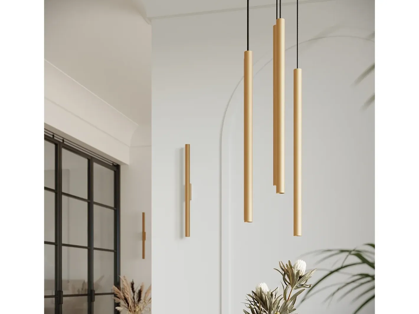 Sollux Lighting Aplique Para Pared-Lámparas de pared Brill moderno de acero - 2 fuentes luminosas 4000K - L.2,5 x A.50 cm - Dorado
