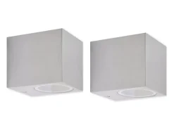 Outlet Lámparas de pared cúbicas para exteriores 2 piezas ES584795 Plateado
