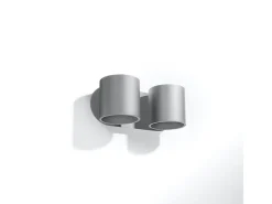 Sollux Lighting Aplique Para Pared-Lámparas de pared Celeris moderno de aluminio - 2 fuentes luminosas 3000K - L.26 x A.10 cm - Gris
