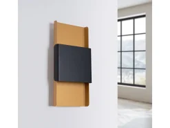 Best Sollux Lighting Lámparas De Pared Durlin Moderno De Acero - 2 Fuentes Luminosas - L.20 X A.40 Cm - Oro/Negro Negro / Dorado