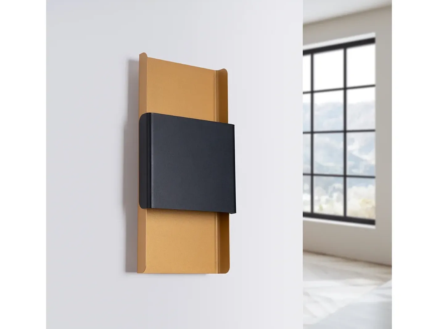 Best Sollux Lighting Lámparas De Pared Durlin Moderno De Acero - 2 Fuentes Luminosas - L.20 X A.40 Cm - Oro/Negro Negro / Dorado