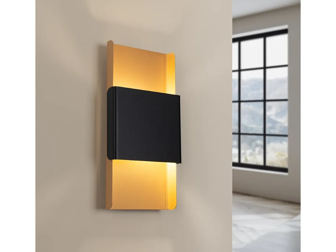 Best Sollux Lighting Lámparas De Pared Durlin Moderno De Acero - 2 Fuentes Luminosas - L.20 X A.40 Cm - Oro/Negro Negro / Dorado