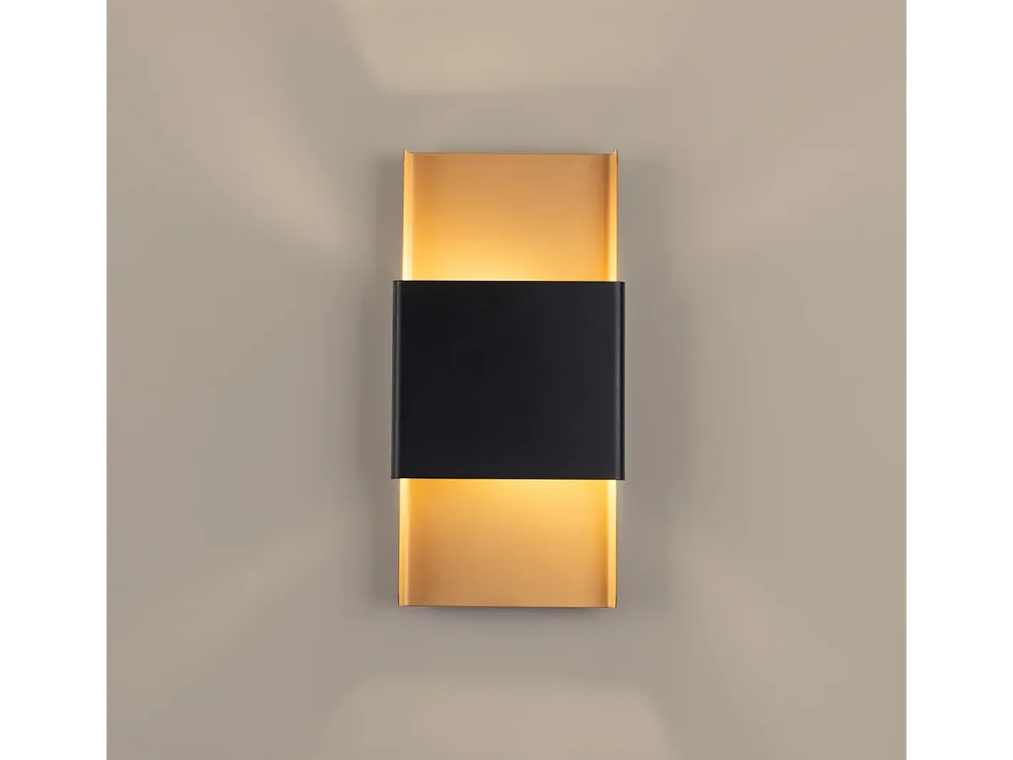 Best Sollux Lighting Lámparas De Pared Durlin Moderno De Acero - 2 Fuentes Luminosas - L.20 X A.40 Cm - Oro/Negro Negro / Dorado