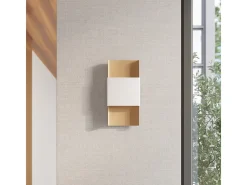 New Sollux Lighting Lámparas De Pared Durlin Moderno De Acero - 2 Fuentes Luminosas - L.20 X A.40 Cm - Oro/Blanco Dorado