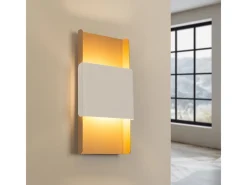 New Sollux Lighting Lámparas De Pared Durlin Moderno De Acero - 2 Fuentes Luminosas - L.20 X A.40 Cm - Oro/Blanco Dorado