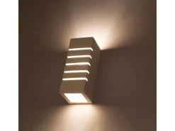 Outlet Sollux Lighting Lámparas de pared Flaam moderno de cerámica/vidrio - 1 fuentes luminosas 4000K - L.10,5 x A.26 cm - Blanco