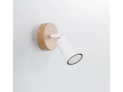 Sollux Lighting Lámparas de pared Flare moderno de acero/madera - 1 fuentes luminosas 3000K - L.16 x A.16 cm - madera blanca Blanco Best