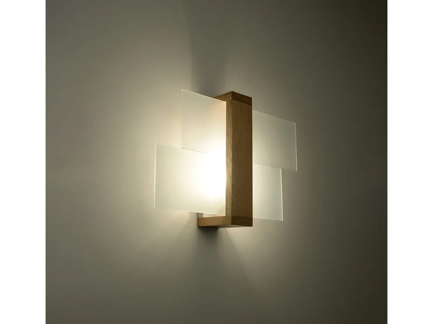 Sollux Lighting Aplique Para Pared-Lámparas de pared Ignis escandinavo de madera/vidrio - 1 fuentes luminosas 4000K - L.43 x A.30 cm - madera natural Color natural claro
