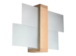 Sollux Lighting Aplique Para Pared-Lámparas de pared Ignis escandinavo de madera/vidrio - 1 fuentes luminosas 4000K - L.43 x A.30 cm - madera natural Color natural claro
