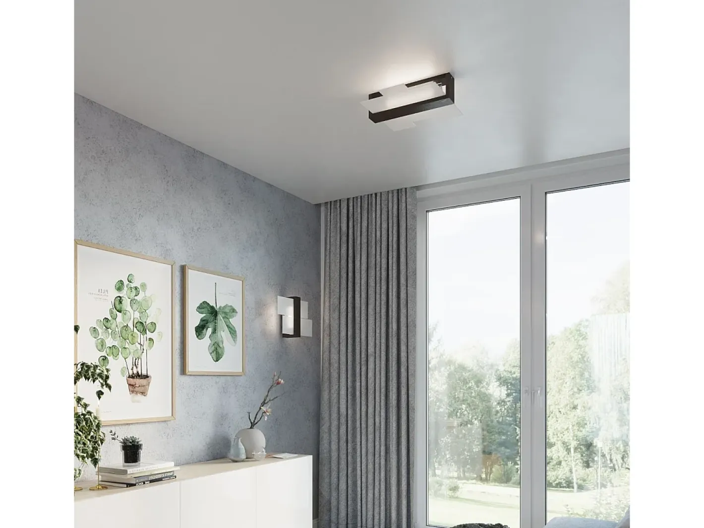 Sollux Lighting Aplique Para Pared-Lámparas de pared Ignis escandinavo de madera/vidrio - 1 fuentes luminosas 3000K - L.43 x A.30 cm - wengué Beige