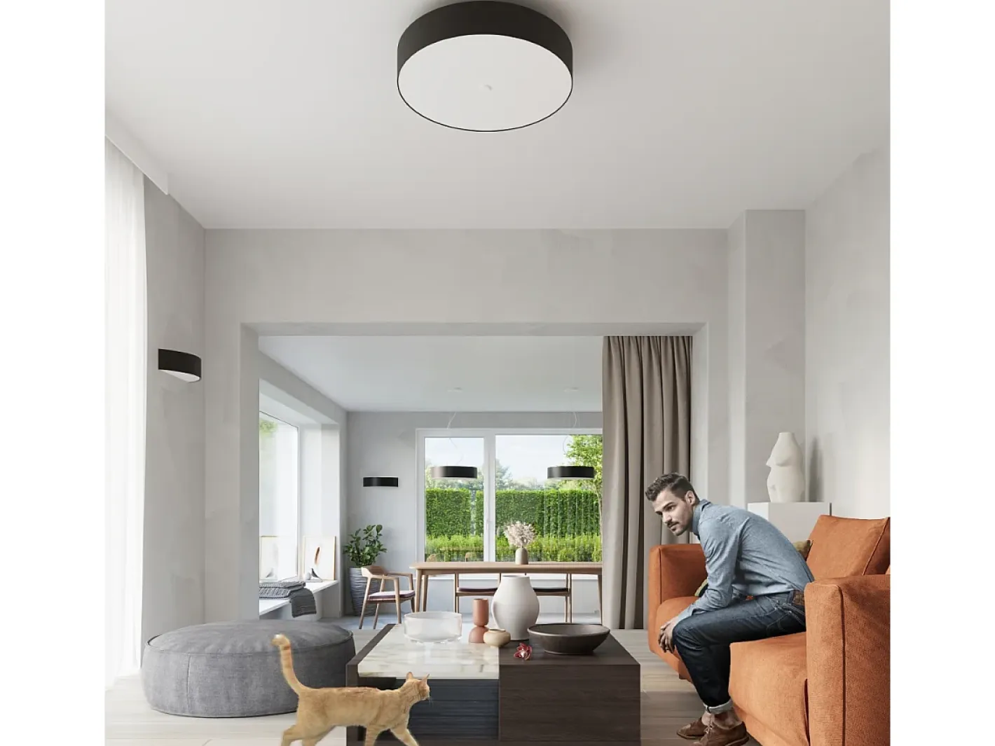 Online Sollux Lighting Lámparas de pared Kalmaris minimalista de tela/vidrio/acero - 2 fuentes luminosas 3000K - L.45 x A.12 cm - Negro