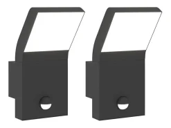 Aplique Para Pared-Lámparas de pared LED exterior con sensor 2 uds aluminio ES338334 Negro