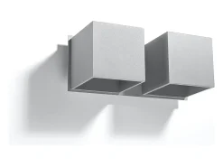 Clearance Sollux Lighting Lámparas de pared Quadx moderno de aluminio - 2 fuentes luminosas 3000K - L.26 x A.11 cm - Gris