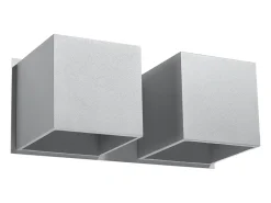 Clearance Sollux Lighting Lámparas de pared Quadx moderno de aluminio - 2 fuentes luminosas 3000K - L.26 x A.11 cm - Gris