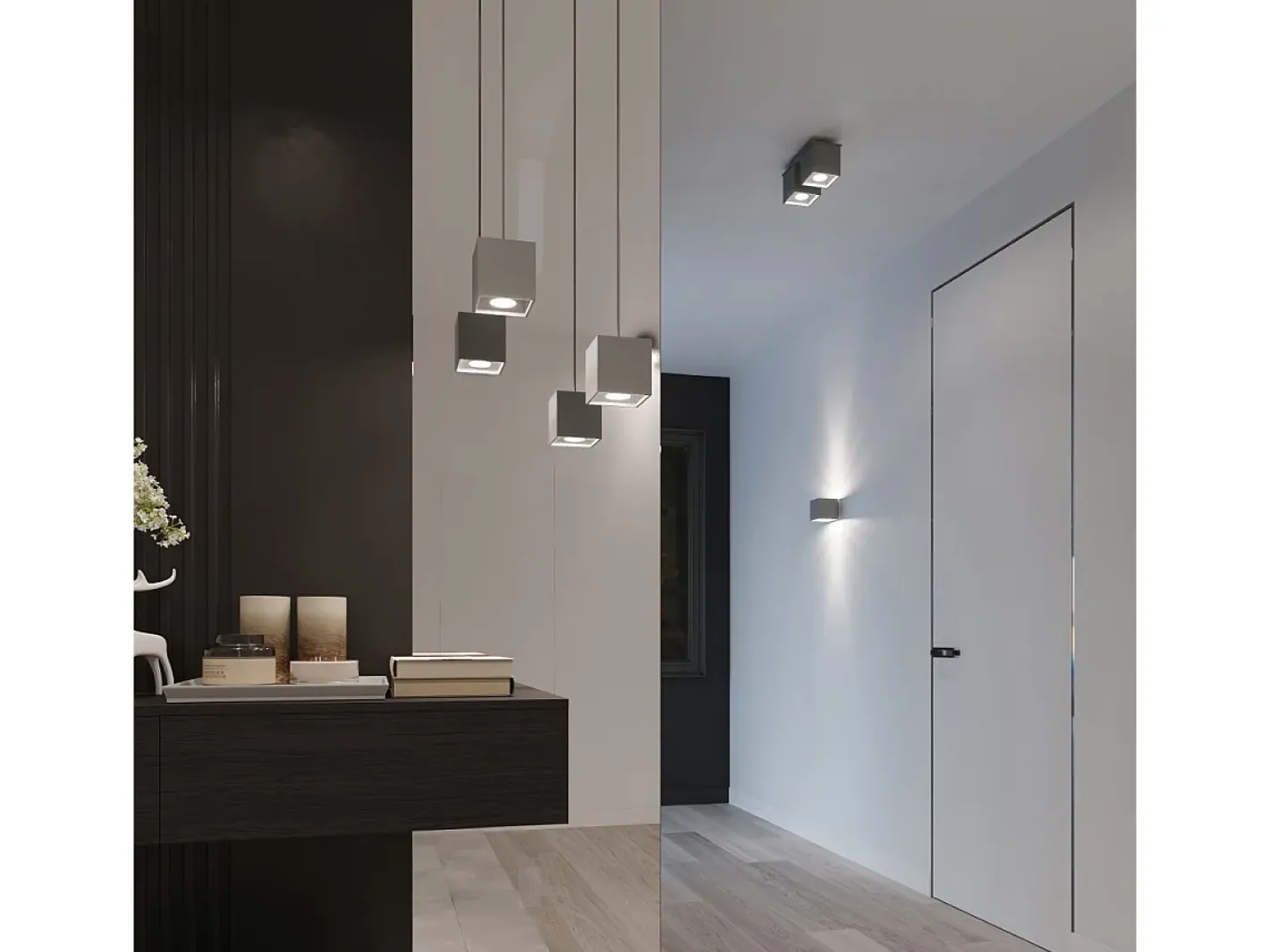 Sollux Lighting Lámparas de pared Quadx moderno de aluminio - 1 fuentes luminosas 3000K - L.10 x A.10 cm - Gris New