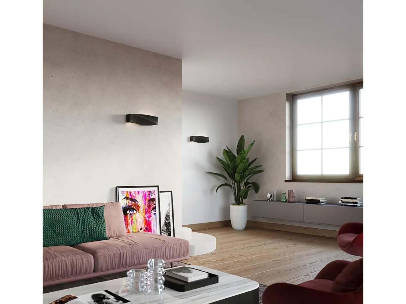 Clearance Sollux Lighting Lámparas de pared Sigmonix moderno de cerámica/vidrio - 1 fuentes luminosas 3000K - L.42 x A.14 cm - Negro