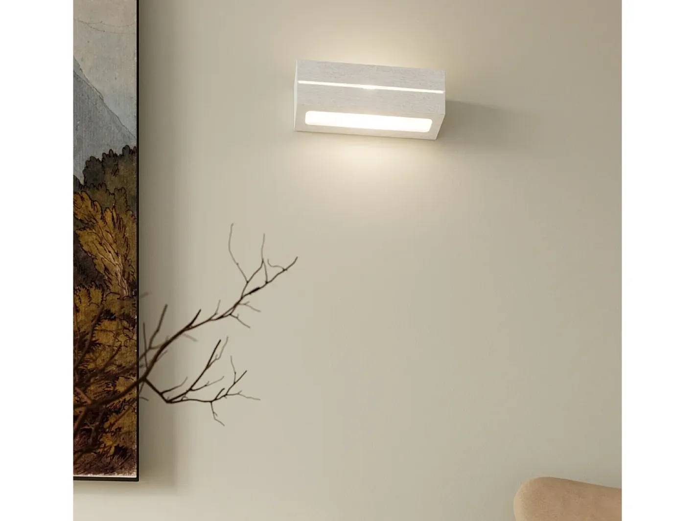 Sollux Lighting Lámparas de pared Solara line moderno de cerámica - 1 fuentes luminosas 3000K - L.32,5 x A.9,5 cm - Blanco New
