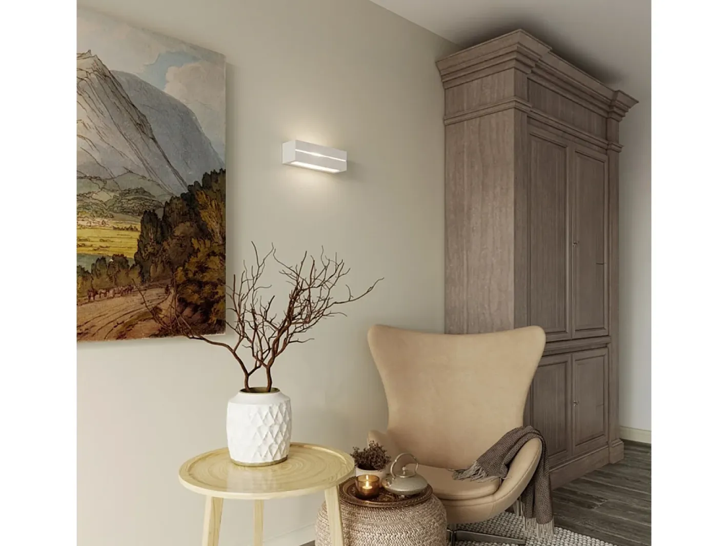 Sollux Lighting Lámparas de pared Solara line moderno de cerámica - 1 fuentes luminosas 3000K - L.32,5 x A.9,5 cm - Blanco New