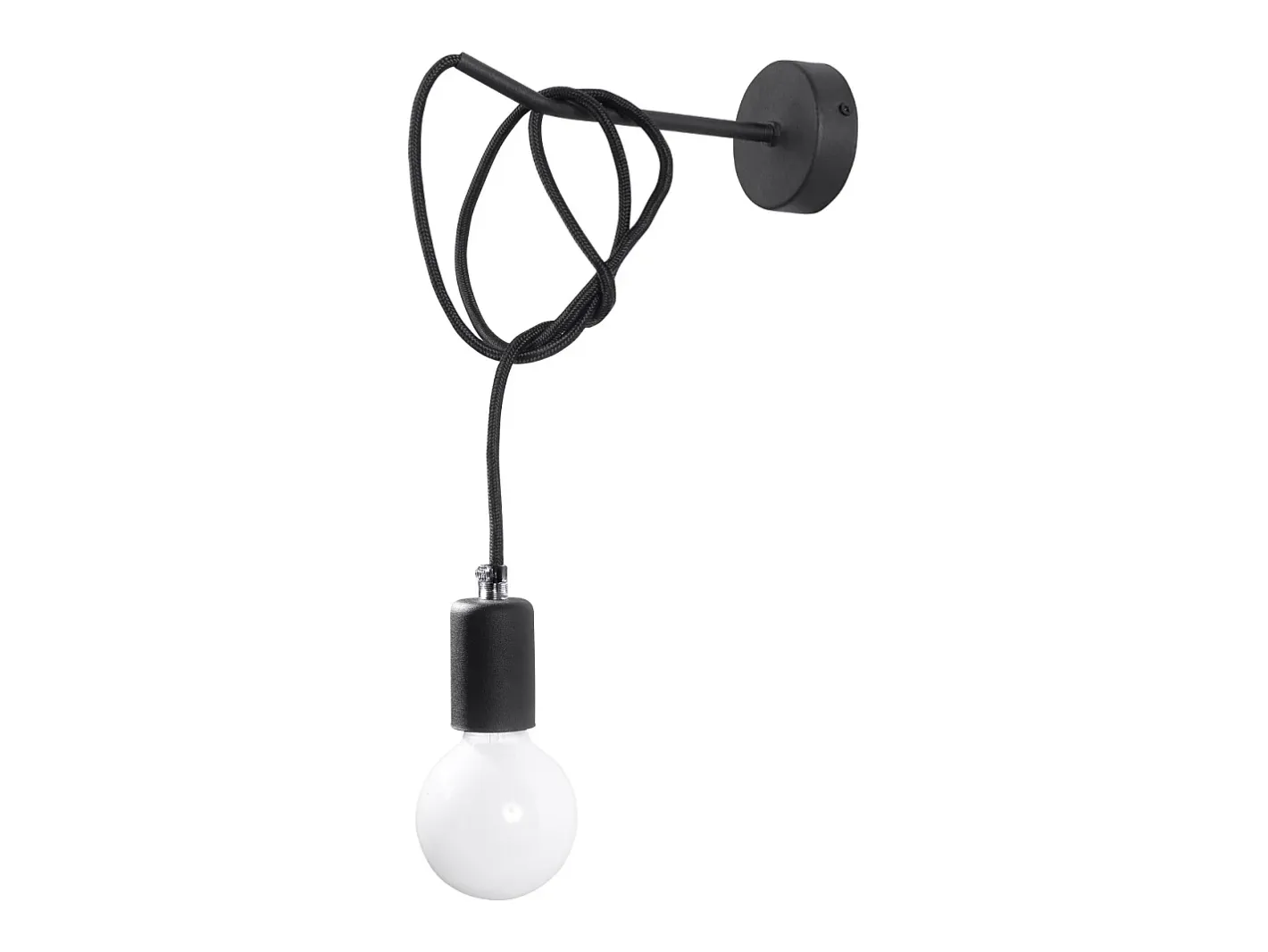 Best Sollux Lighting Lámparas de pared Speis desván de tela/acero - 1 fuentes luminosas 3000K - L.8 x A.100 cm - Negro