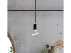 Best Sollux Lighting Lámparas de pared Speis desván de tela/acero - 1 fuentes luminosas 3000K - L.8 x A.100 cm - Negro