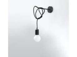 Best Sollux Lighting Lámparas de pared Speis desván de tela/acero - 1 fuentes luminosas 3000K - L.8 x A.100 cm - Negro
