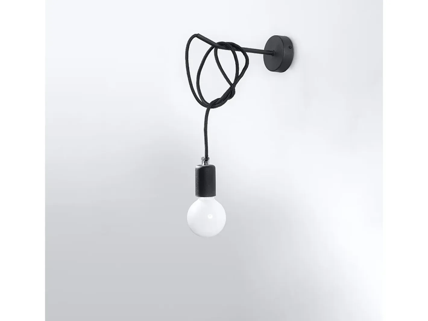 Best Sollux Lighting Lámparas de pared Speis desván de tela/acero - 1 fuentes luminosas 3000K - L.8 x A.100 cm - Negro
