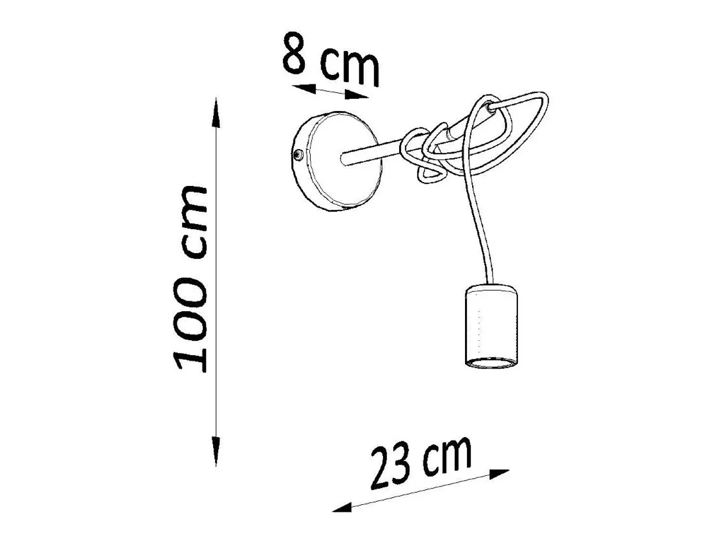 Best Sollux Lighting Lámparas de pared Speis desván de tela/acero - 1 fuentes luminosas 3000K - L.8 x A.100 cm - Negro