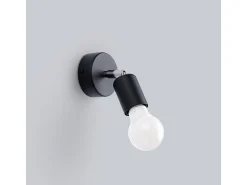 Sollux Lighting Aplique Para Pared-Lámparas de pared Synfex minimalista de acero - 1 fuentes luminosas 3000K - L.8 x A.14 cm - Negro