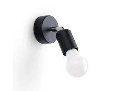 Sollux Lighting Aplique Para Pared-Lámparas de pared Synfex minimalista de acero - 1 fuentes luminosas 3000K - L.8 x A.14 cm - Negro