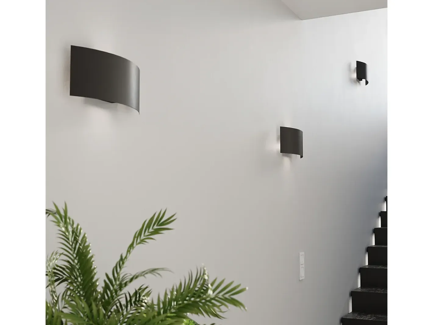 Sollux Lighting Lámparas de pared Terrium moderno de acero - 2 fuentes luminosas 3000K - L.34 x A.14 cm - Negro