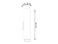 Sollux Lighting Lámparas de pared Toris moderno de acero - 2 fuentes luminosas 3000K - L.6 x A.30 cm - brillo Dorado Outlet
