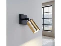 New Sollux Lighting Lámparas De Pared Winx Moderno De Acero - 1 Fuentes Luminosas - L.8 X A.18,5 Cm - Oro Negro Negro / Dorado