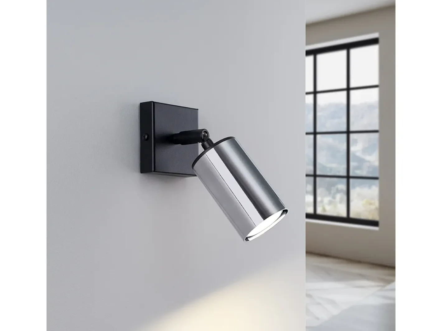 Hot Sollux Lighting Lámparas De Pared Winx Moderno De Acero - 1 Fuentes Luminosas - L.8 X A.18,5 Cm - Negro/Cromo Plateado