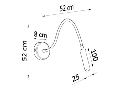 Sollux Lighting Aplique Para Pared-Lámparas de pared Xilar moderno de acero - 1 fuentes luminosas 4000K - L.8 x A.52 cm - Negro