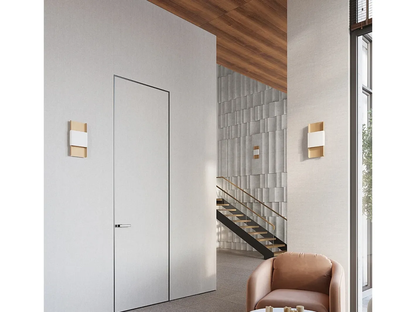 Sollux Lighting Plafón-Lámparas de pared Zelfon moderno de acero - 2 fuentes luminosas 3000K - L.20 x A.40 cm - oro/blanco Dorado