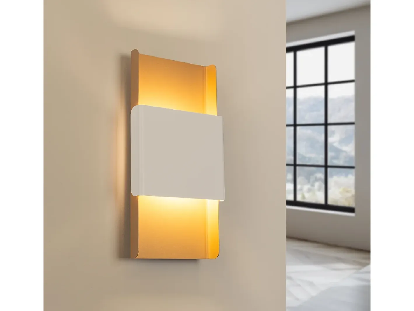 Sollux Lighting Plafón-Lámparas de pared Zelfon moderno de acero - 2 fuentes luminosas 3000K - L.20 x A.40 cm - oro/blanco Dorado