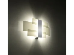Sollux Lighting Lámparas de pared Zelora moderno de acero/vidrio - 2 fuentes luminosas 4000K - L.42 x A.23 cm - cromo/blanco Gris
